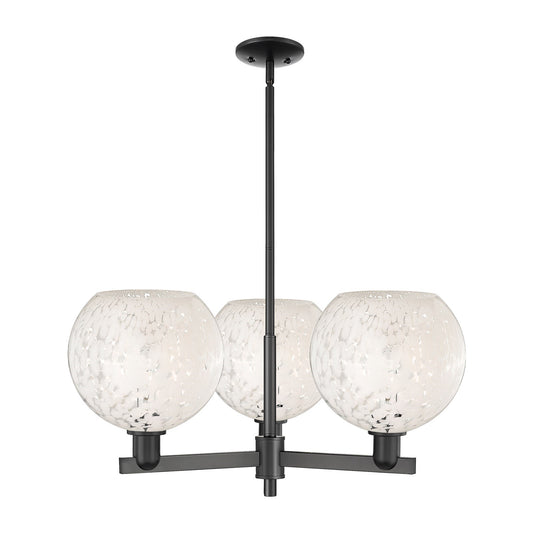 Innovations Lighting White Mouchette 32in 3-Light Pendant | Industrial Matte Black Steel and White Glass | Kitchen Island & | Model 716-3CR-BK-G1216-10WM