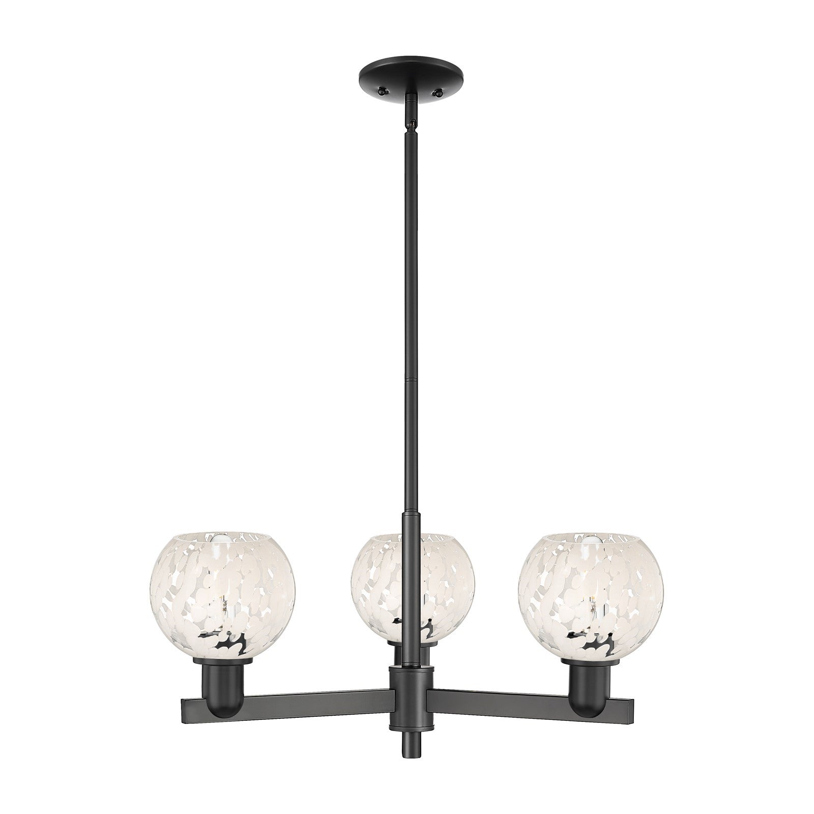 Innovations Lighting Arcadia 28in 3-Light Pendant | Industrial Matte Black Steel and White Mouchette Glass | Kitchen Island & | Model 716-3CR-BK-G1216-6WM