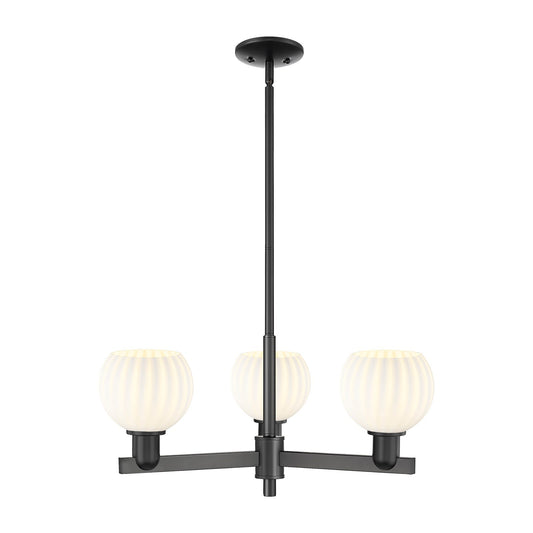 Innovations Lighting Arcadia 28in 3-Light Pendant | Industrial Matte Black Steel and White Venetian Glass | Kitchen Island & | Model 716-3CR-BK-G1217-6WV