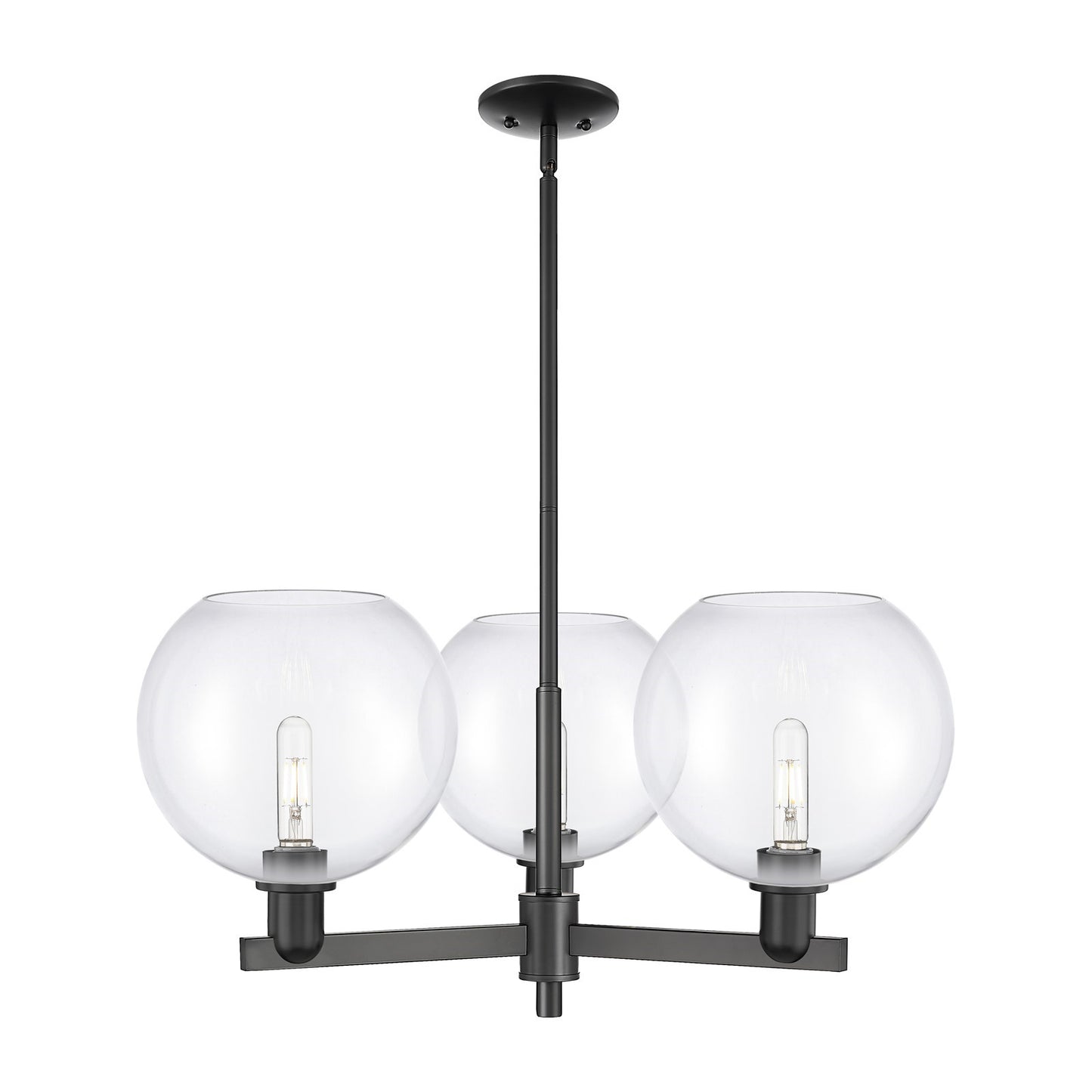 Innovations Athens 32in 3-Light Pendant | Industrial Matte Black Steel and Clear Glass | Kitchen Island & Dining Room | 31.75 x | Model 716-3CR-BK-G122-10