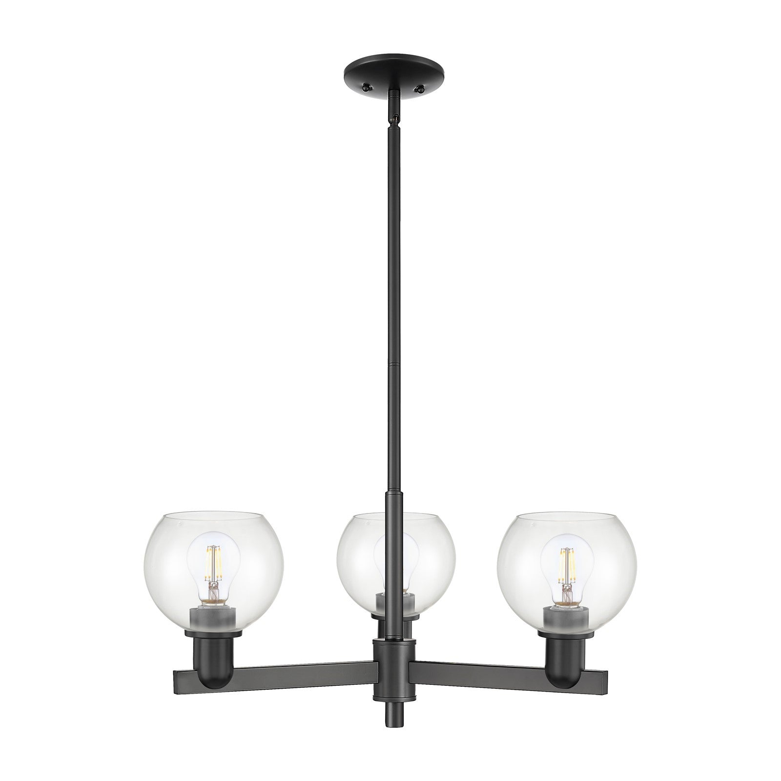 Innovations Athens 28in 3-Light Pendant | Industrial Matte Black Steel and Clear Glass | Kitchen Island & Dining Room | 27.62 x | Model 716-3CR-BK-G122-6