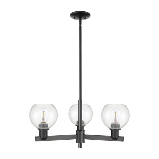 Innovations Athens 28in 3-Light Pendant | Industrial Matte Black Steel and Clear Glass | Kitchen Island & Dining Room | 27.62 x | Model 716-3CR-BK-G122-6