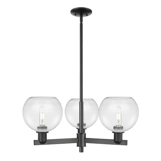 Innovations Athens 30in 3-Light Pendant | Industrial Matte Black Steel and Clear Glass | Kitchen Island & Dining Room | 29.75 x | Model 716-3CR-BK-G122-8