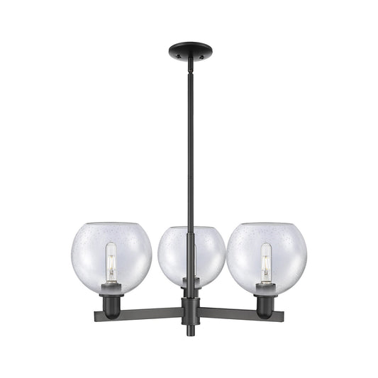 Innovations Athens 30in 3-Light Pendant | Industrial Matte Black Steel and Seedy Glass | Kitchen Island & Dining Room | 29.75 x | Model 716-3CR-BK-G124-8
