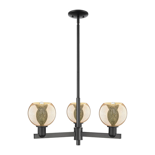 Innovations Athens 28in 3-Light Pendant | Industrial Matte Black Steel and Mercury Glass | Kitchen Island & Dining Room | 27.62 | Model 716-3CR-BK-G128-6