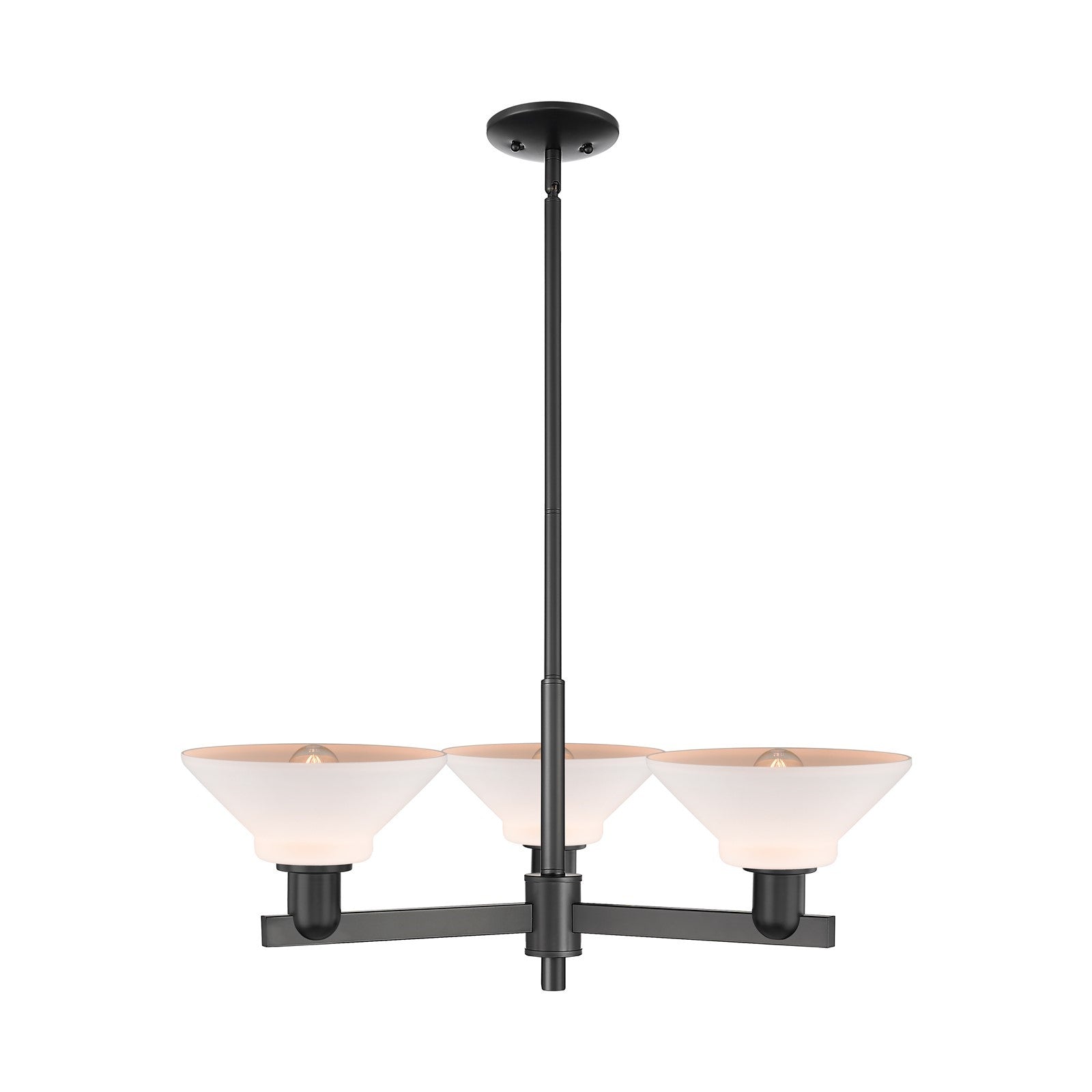 Innovations Orwell 30in 3-Light Pendant | Industrial Matte Black Steel and Matte White Glass | Kitchen Island & Dining Room | Model 716-3CR-BK-G131