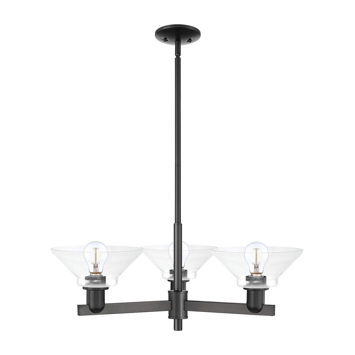 Innovations Orwell 30in 3-Light Pendant | Industrial Matte Black Steel and Clear Glass | Kitchen Island & Dining Room | 30.12 x | Model 716-3CR-BK-G132