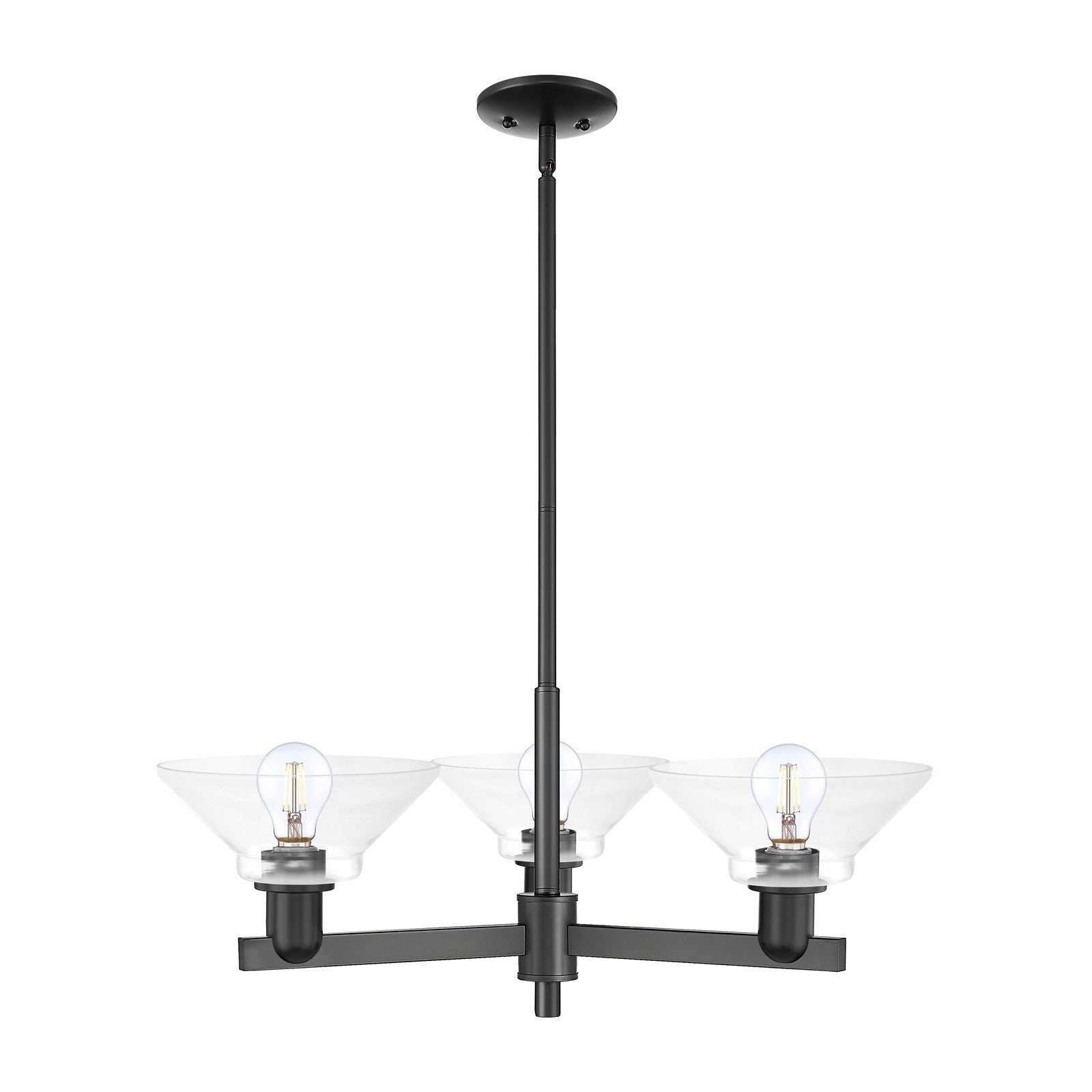 Innovations Orwell 30in 3-Light Pendant | Industrial Matte Black Steel and Clear Glass | Kitchen Island & Dining Room | 30.12 x | Model 716-3CR-BK-G132