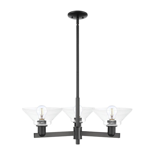 Innovations Orwell 30in 3-Light Pendant | Industrial Matte Black Steel and Clear Glass | Kitchen Island & Dining Room | 30.12 x | Model 716-3CR-BK-G132