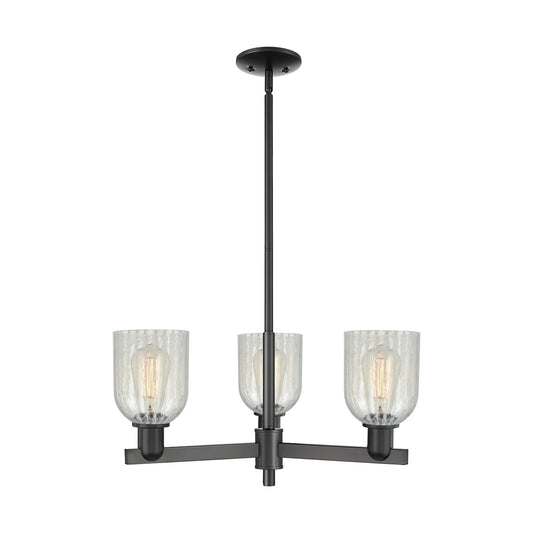 Innovations Caledonia 27in 3-Light Pendant | Industrial Matte Black Steel and Mouchette Glass | Kitchen Island & Dining Room | Model 716-3CR-BK-G2511