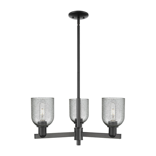 Innovations Caledonia 27in 3-Light Pendant | Industrial Matte Black Steel and Charcoal Glass | Kitchen Island & Dining Room | 27 x | Model 716-3CR-BK-G257