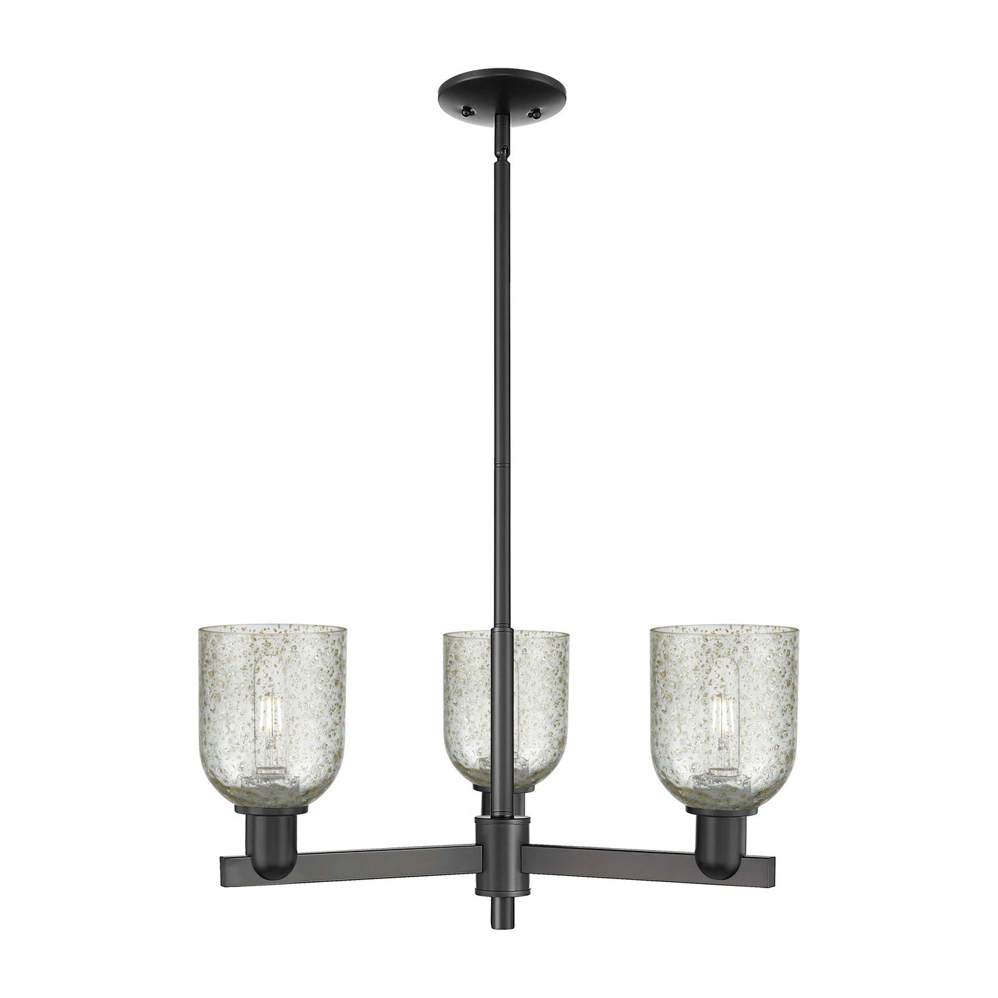 Innovations Caledonia 27in 3-Light Pendant | Industrial Matte Black Steel and Mica Glass | Kitchen Island & Dining Room | 26.75 x | Model 716-3CR-BK-G259