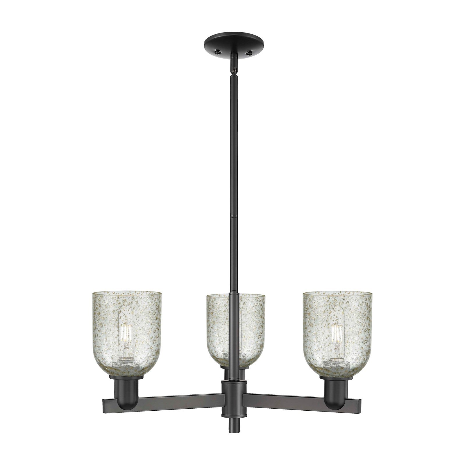 Innovations Caledonia 27in 3-Light Pendant | Industrial Matte Black Steel and Mica Glass | Kitchen Island & Dining Room | 26.75 x | Model 716-3CR-BK-G259