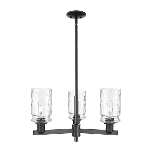 Innovations Candor 27in 3-Light Pendant | Industrial Matte Black Steel and Clear Waterglass Glass | Kitchen Island & Dining Room | Model 716-3CR-BK-G352