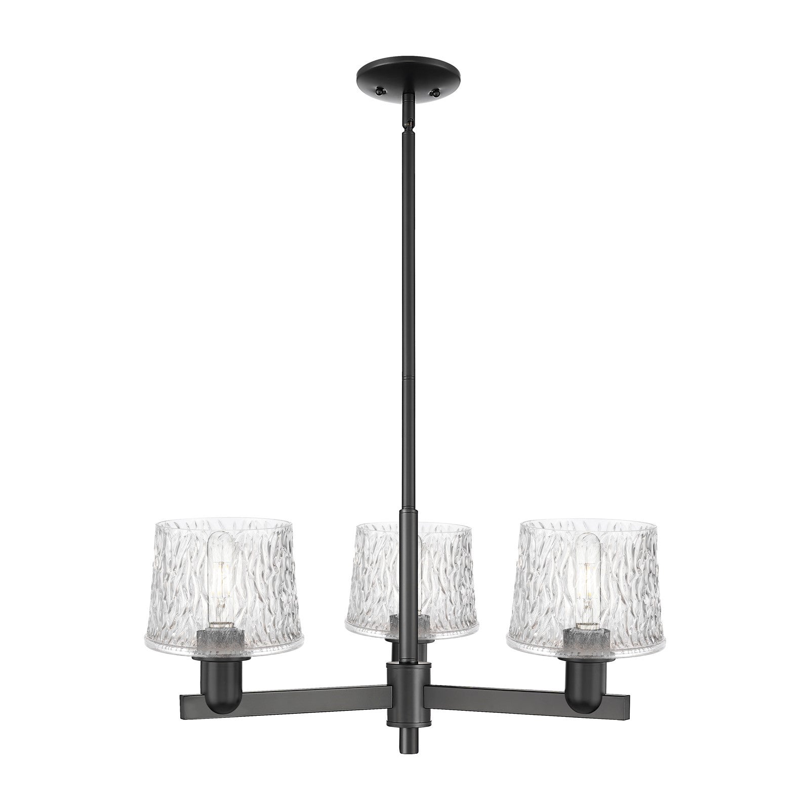 Innovations Niagara 28in 3-Light Pendant | Industrial Matte Black Steel and Clear Glass | Kitchen Island & Dining Room | 28.25 x | Model 716-3CR-BK-G402