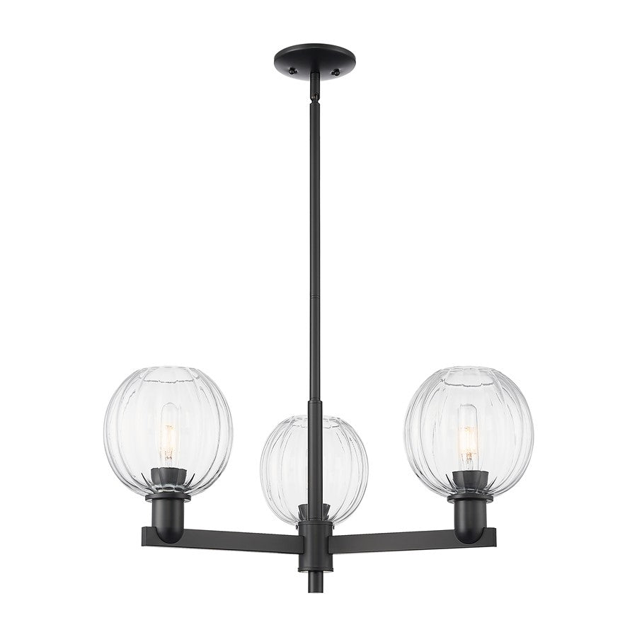 Innovations Preston 3Lt 18" Globe Stem Chandelier, BK/CL - 716-3CR-BK-G458-7CL