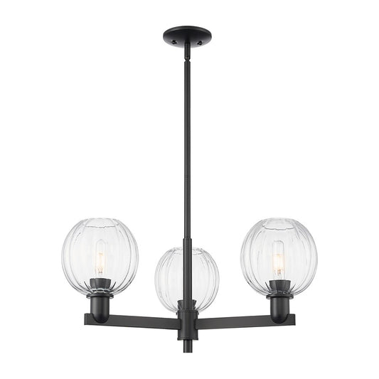 Innovations Preston 3Lt 18" Globe Stem Chandelier, BK/CL - 716-3CR-BK-G458-7CL