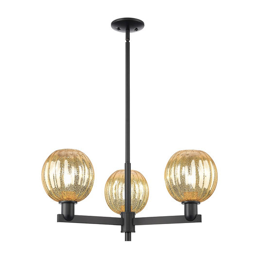 Innovations Preston 3Lt 18" Globe Stem Chandelier, BK/MC - 716-3CR-BK-G458-7ME