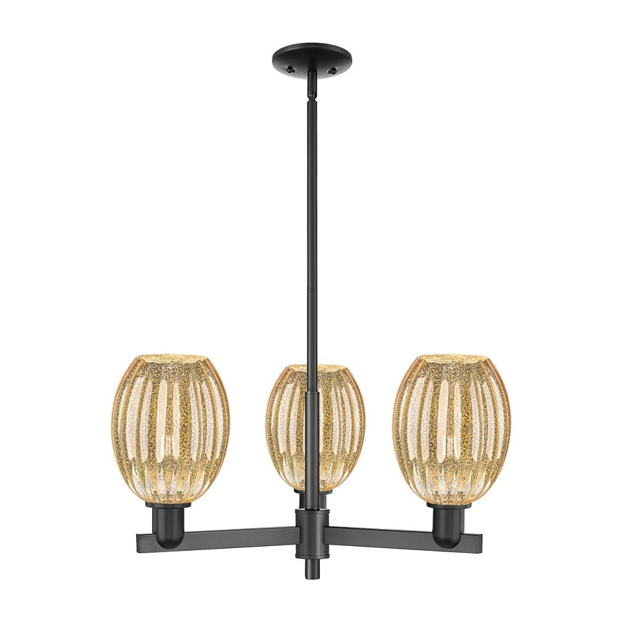 Innovations Preston 3Lt 18" Bell Stem Chandelier, BK/MC - 716-3CR-BK-G459-6ME