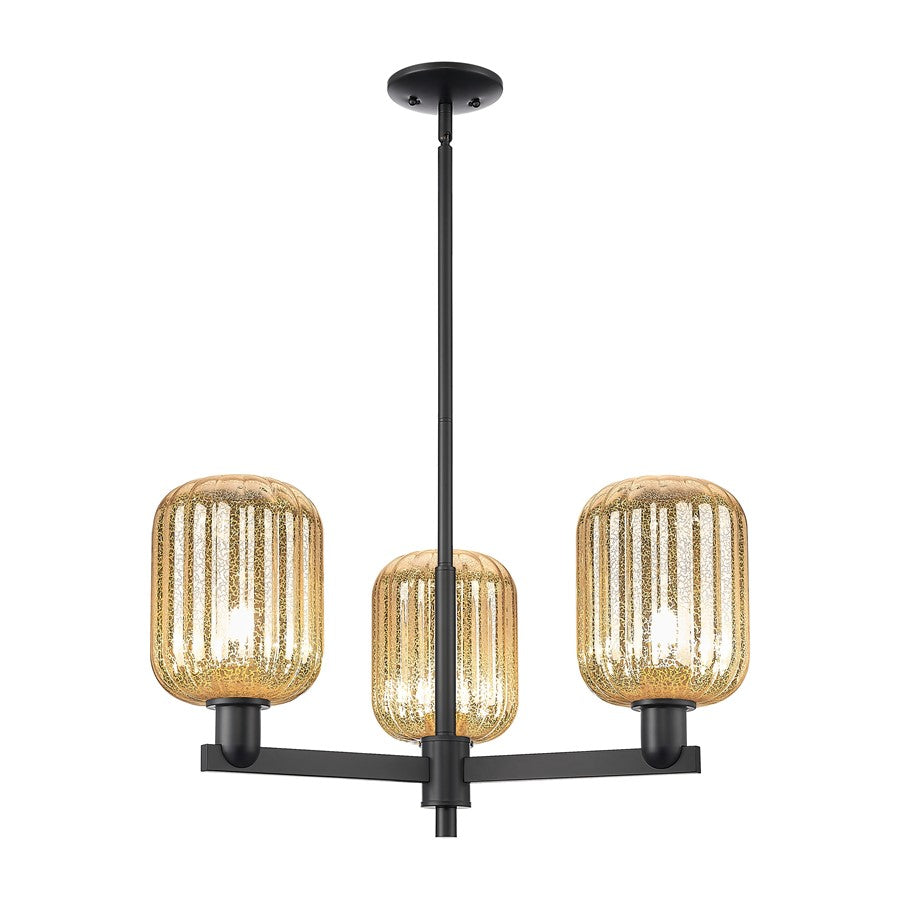 Innovations Preston 3Lt 18" Jar Stem Chandelier, BK/MC - 716-3CR-BK-G460-7ME