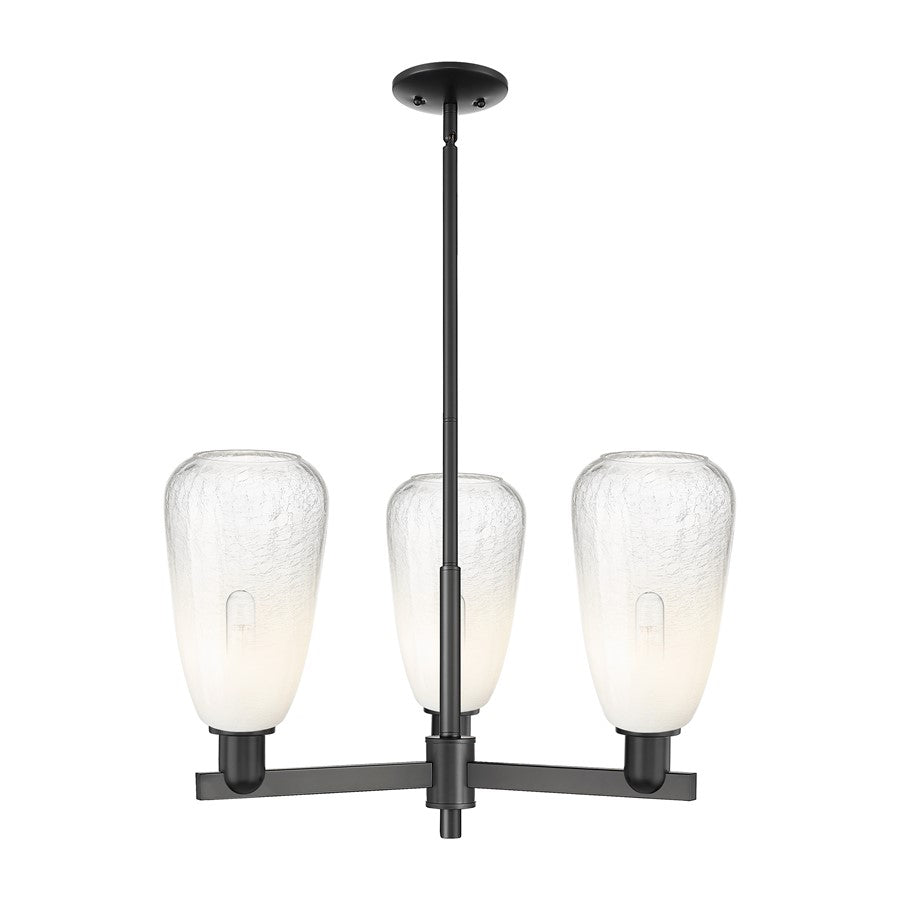 Innovations BH Almond 3Lt 18" Stem Chandelier, BK/OP - 716-3CR-BK-G480-6OP