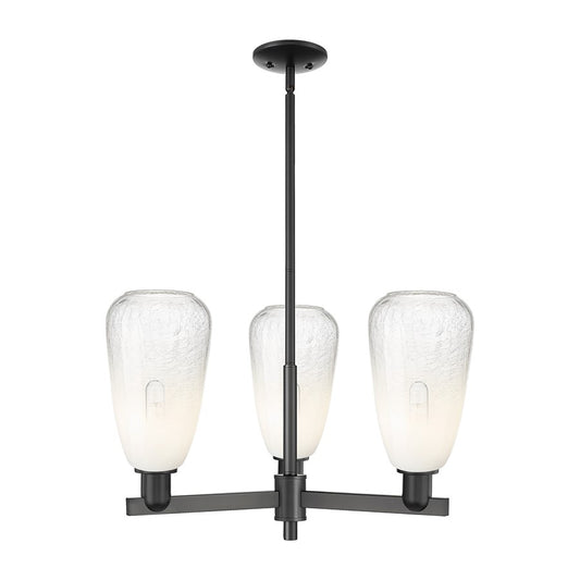 Innovations BH Almond 3Lt 18" Stem Chandelier, BK/OP - 716-3CR-BK-G480-6OP