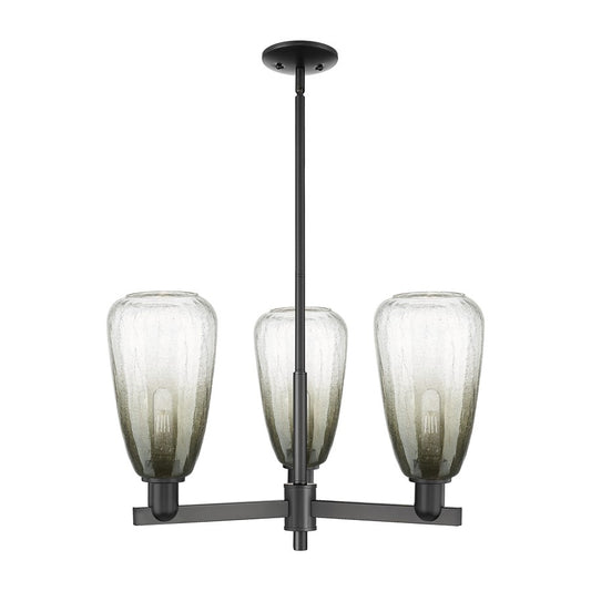 Innovations BH Almond 3Lt 18" Stem Chandelier, BK/SL - 716-3CR-BK-G480-6SL