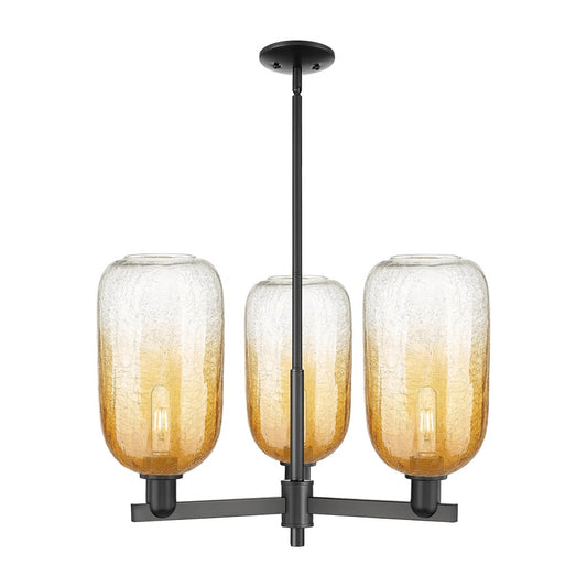 Innovations BH Cloche 3Lt 18" Stem Chandelier, BK/AM - 716-3CR-BK-G482-7AM