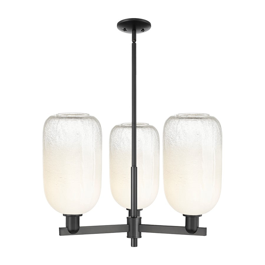 Innovations BH Cloche 3Lt 18" Stem Chandelier, BK/OP - 716-3CR-BK-G482-7OP