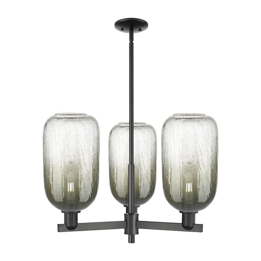 Innovations BH Cloche 3Lt 18" Stem Chandelier, BK/SL - 716-3CR-BK-G482-7SL