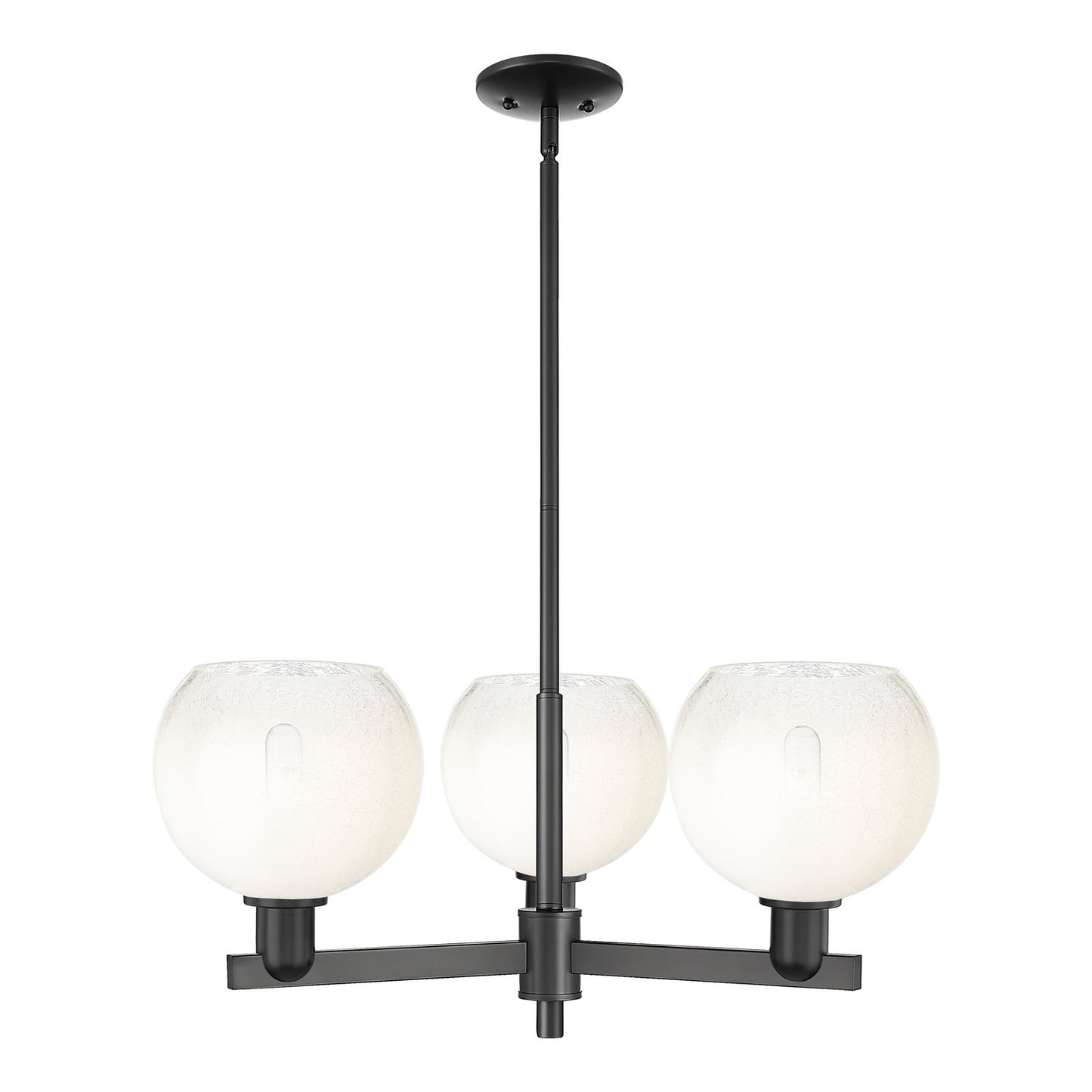 Innovations Brookhaven Globe 30in 3-Light Pendant | Industrial Matte Black Steel and Opal Glass | Kitchen Island & Dining Room | Model 716-3CR-BK-G483-8OP