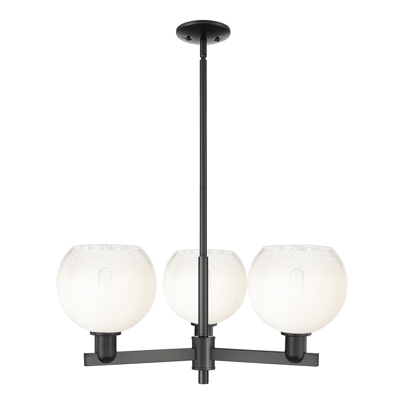 Innovations Brookhaven Globe 30in 3-Light Pendant | Industrial Matte Black Steel and Opal Glass | Kitchen Island & Dining Room | Model 716-3CR-BK-G483-8OP