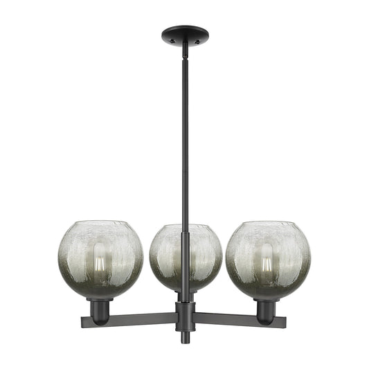 Innovations Brookhaven Globe 30in 3-Light Pendant | Industrial Matte Black Steel and Slate Glass | Kitchen Island & Dining | Model 716-3CR-BK-G483-8SL