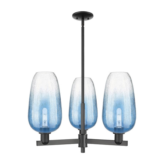 Innovations BH Flute 3Lt 18" Stem Chandelier, BK/SB - 716-3CR-BK-G484-7SB