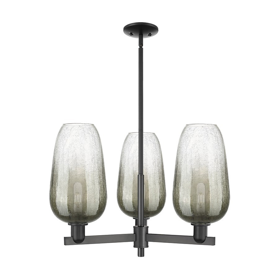 Innovations BH Flute 3Lt 18" Stem Chandelier, BK/SL - 716-3CR-BK-G484-7SL