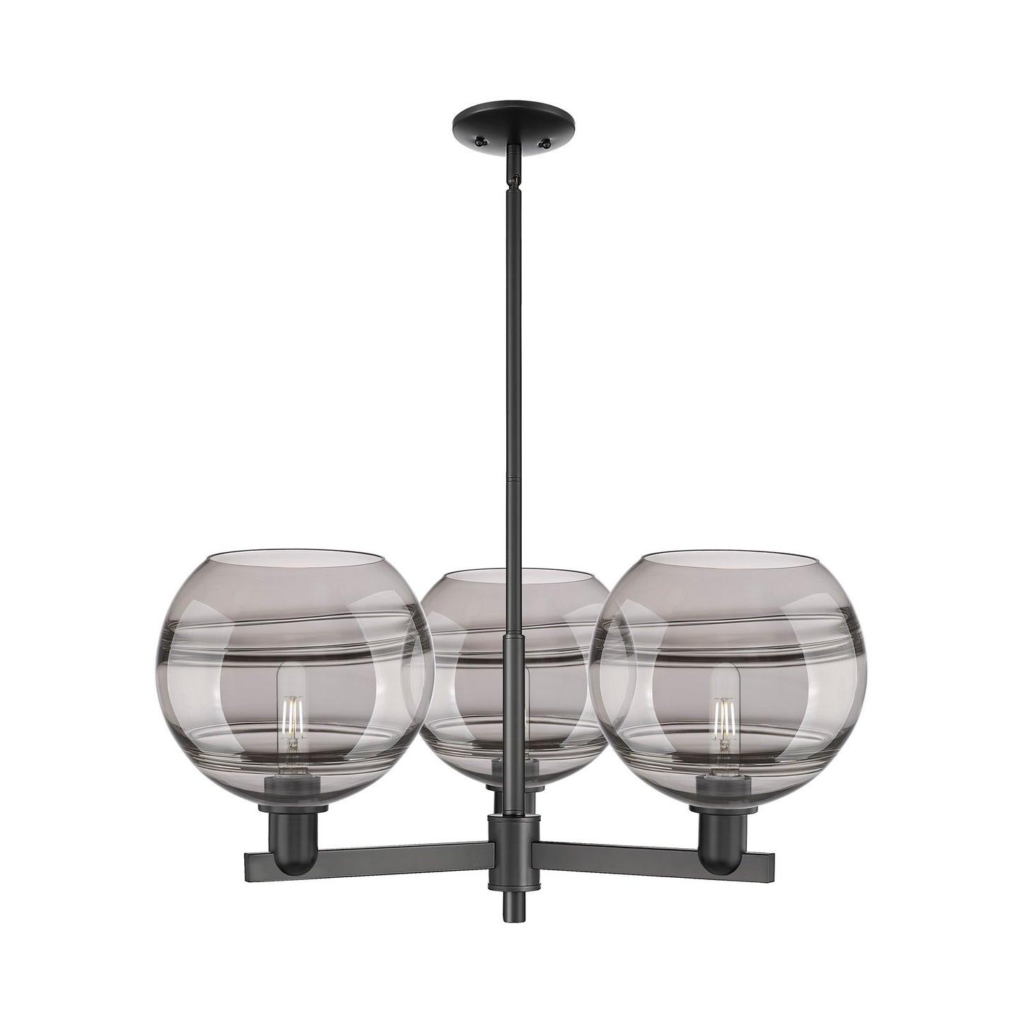 Innovations Rochester 32in 3-Light Pendant | Industrial Matte Black Steel and Light Smoke Glass | Kitchen Island & Dining | Model 716-3CR-BK-G556-10SM