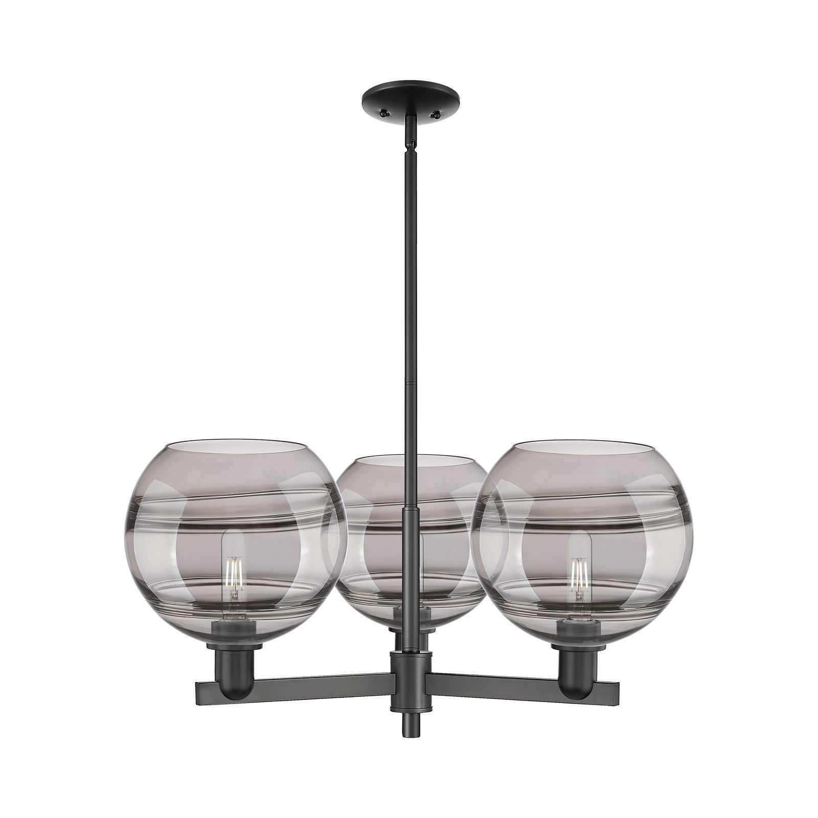 Innovations Rochester 32in 3-Light Pendant | Industrial Matte Black Steel and Light Smoke Glass | Kitchen Island & Dining | Model 716-3CR-BK-G556-10SM