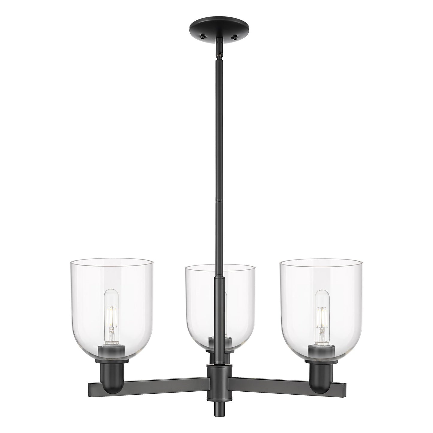 Innovations Bella 27in 3-Light Pendant | Industrial Matte Black Steel and Clear Glass | Kitchen Island & Dining Room | 27.25 x | Model 716-3CR-BK-G558-6CL
