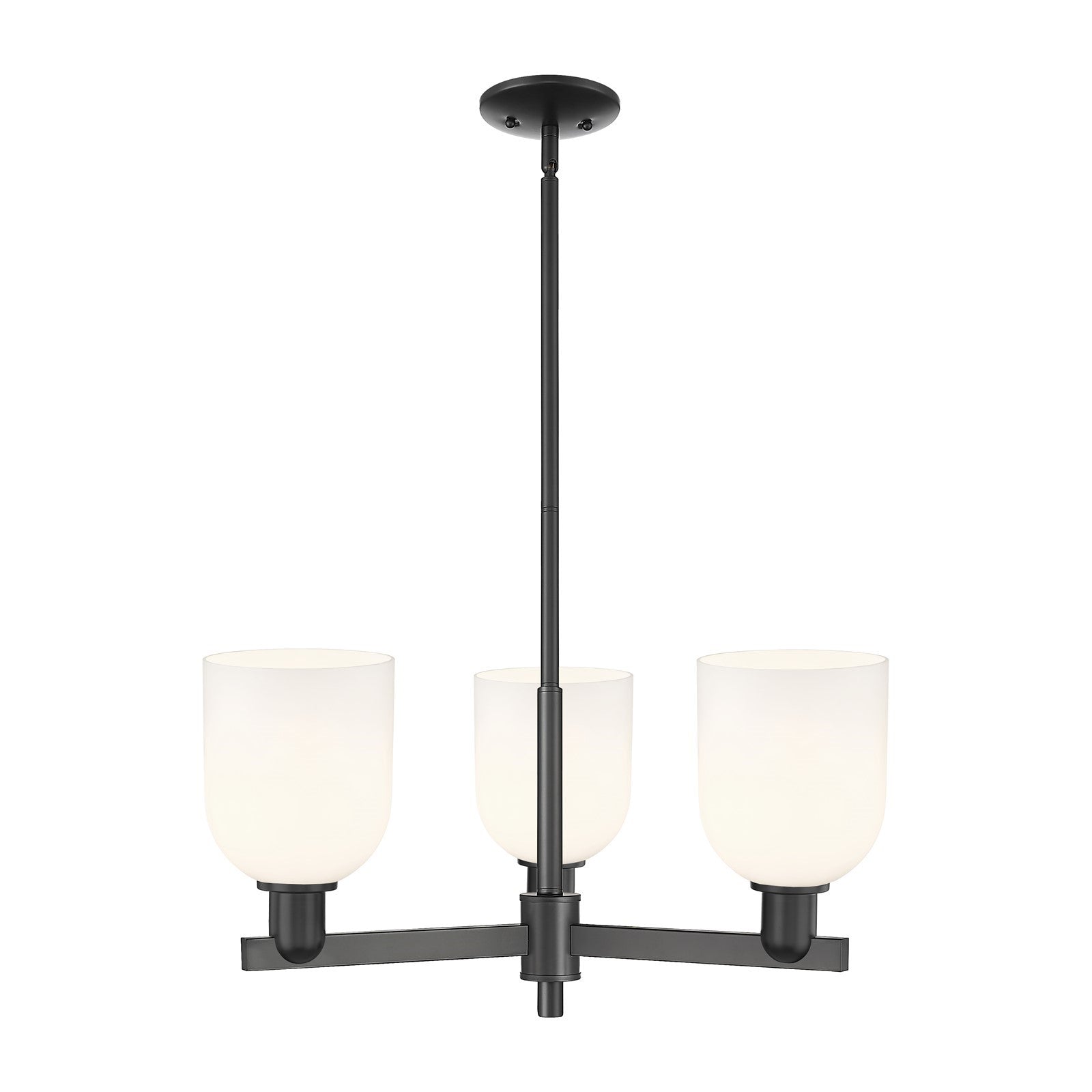 Innovations Bella 27in 3-Light Pendant | Industrial Matte Black Steel and White Glass | Kitchen Island & Dining Room | 27.25 | Model 716-3CR-BK-G558-6GWH
