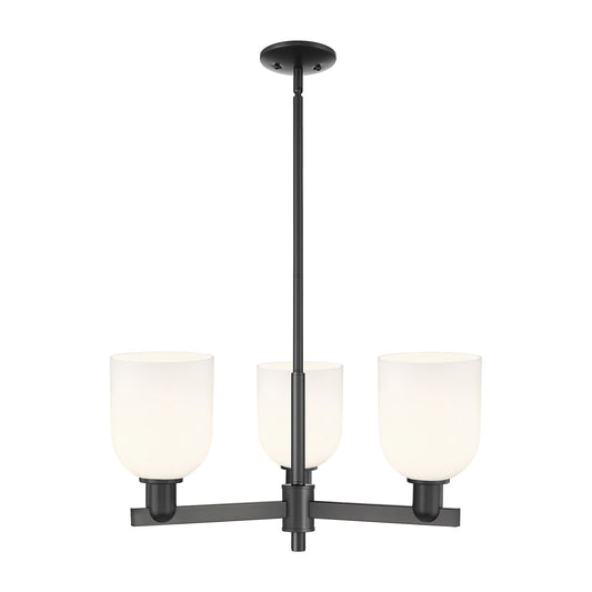 Innovations Bella 27in 3-Light Pendant | Industrial Matte Black Steel and White Glass | Kitchen Island & Dining Room | 27.25 | Model 716-3CR-BK-G558-6GWH