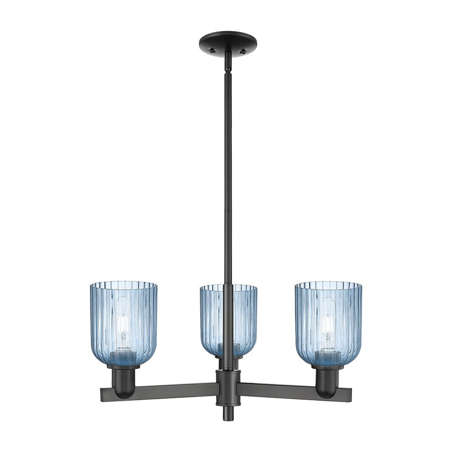 Innovations Bridal Veil 3Lt 18" Chandelier, Black/Blue - 716-3CR-BK-G559-5BL