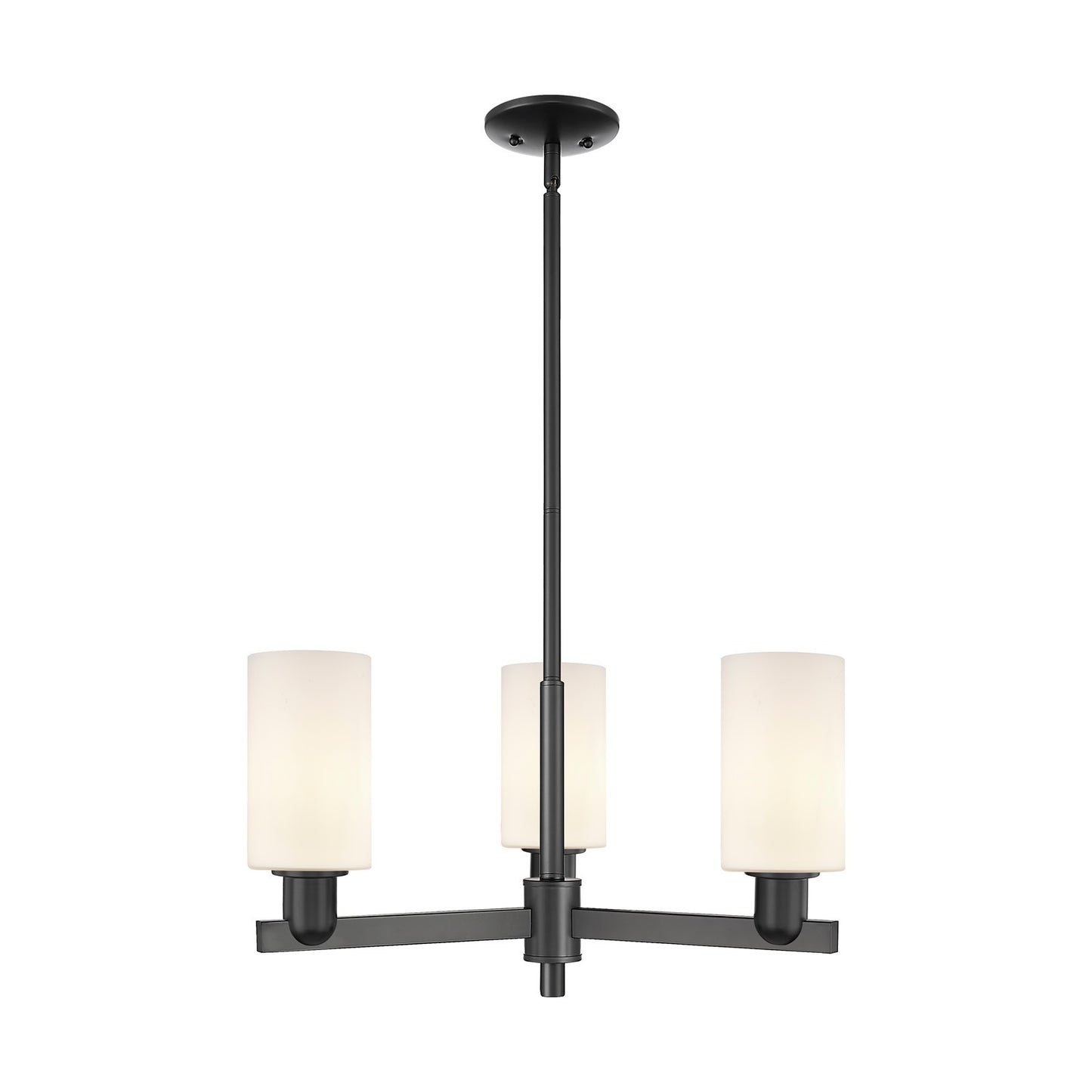 Innovations Clymer 26in 3-Light Pendant | Industrial Matte Black Steel and Matte White Glass | Kitchen Island & Dining Room | Model 716-3CR-BK-G801