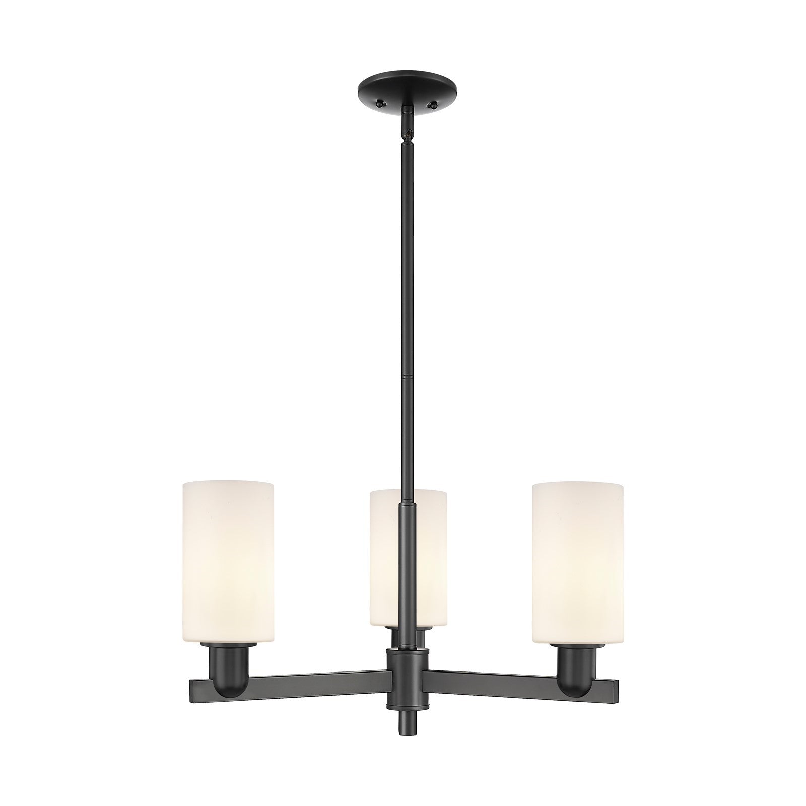 Innovations Clymer 26in 3-Light Pendant | Industrial Matte Black Steel and Matte White Glass | Kitchen Island & Dining Room | Model 716-3CR-BK-G801