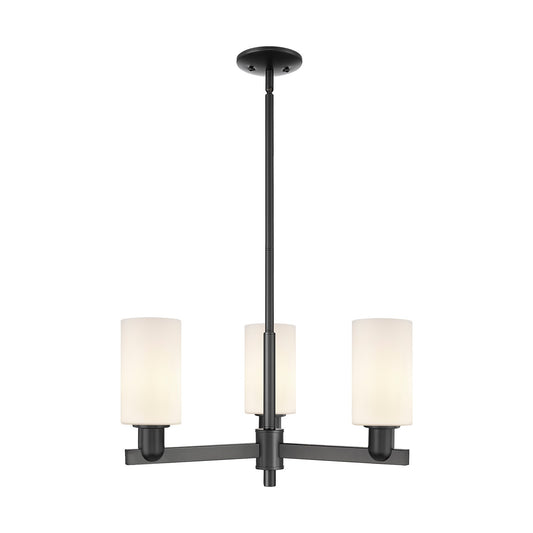 Innovations Clymer 26in 3-Light Pendant | Industrial Matte Black Steel and Matte White Glass | Kitchen Island & Dining Room | Model 716-3CR-BK-G801