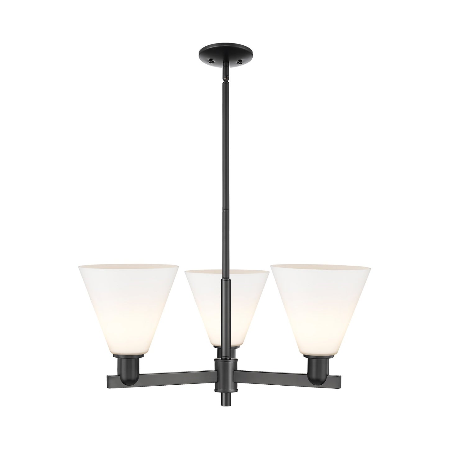 Innovations Berkshire Glass 30in 3-Light Pendant | Industrial Matte Black Steel and Matte White Glass | Kitchen Island & Dining | Model 716-3CR-BK-GBC-81