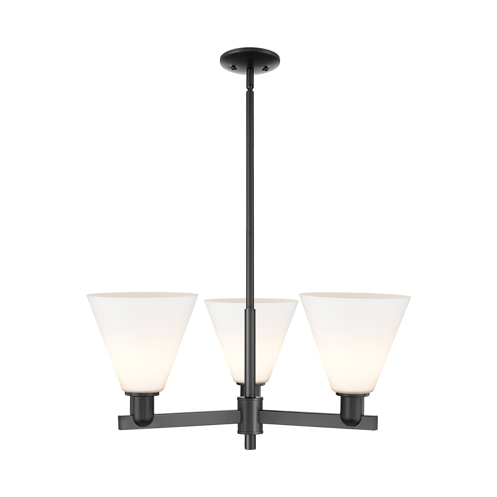 Innovations Berkshire Glass 30in 3-Light Pendant | Industrial Matte Black Steel and Matte White Glass | Kitchen Island & Dining | Model 716-3CR-BK-GBC-81