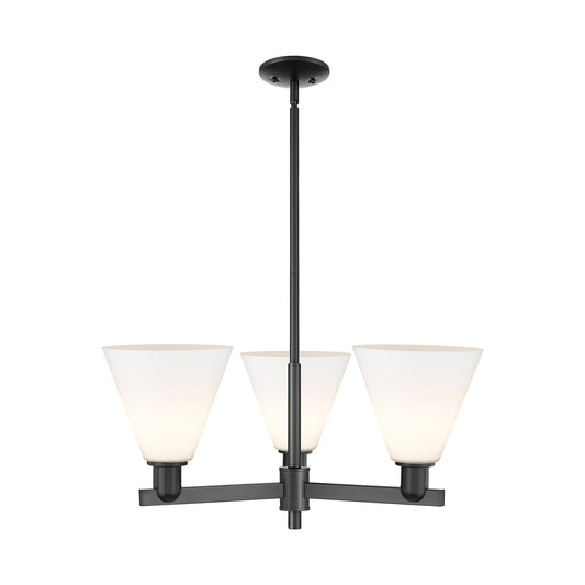 Innovations Berkshire Glass 30in 3-Light Pendant | Industrial Matte Black Steel and Matte White Glass | Kitchen Island & Dining | Model 716-3CR-BK-GBC-81