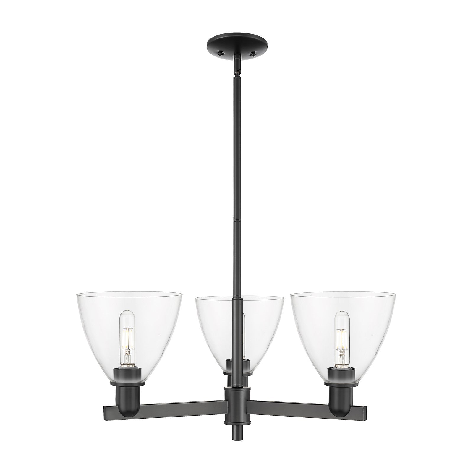 Innovations Bristol 29in 3-Light Pendant | Industrial Matte Black Steel and Clear Glass | Kitchen Island & Dining Room | 29.25 | Model 716-3CR-BK-GBD-752