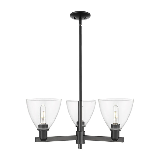 Innovations Bristol 29in 3-Light Pendant | Industrial Matte Black Steel and Clear Glass | Kitchen Island & Dining Room | 29.25 | Model 716-3CR-BK-GBD-752