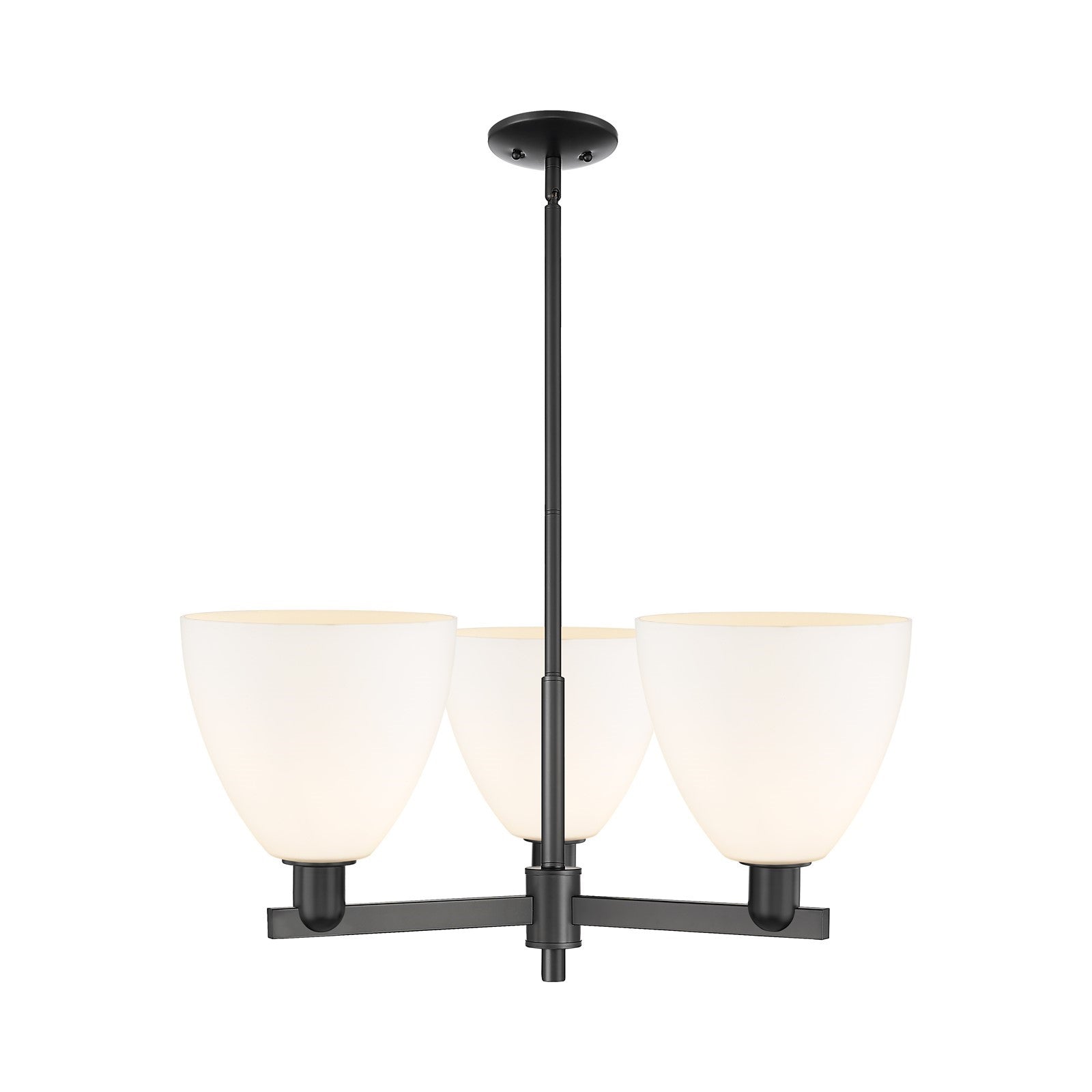 Innovations Bristol 31in 3-Light Pendant | Industrial Matte Black Steel and Matte White Glass | Kitchen Island & Dining Room | Model 716-3CR-BK-GBD-91